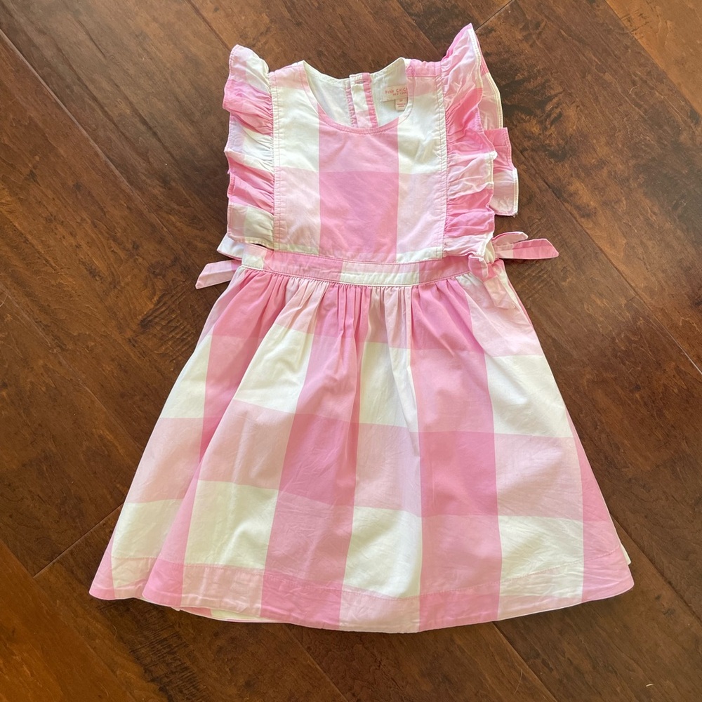 Girls Pink Chicken Pink Gingham Dress Size 5